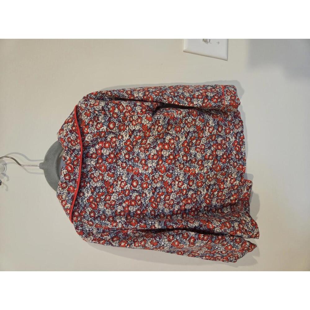 Baby Gap Girls Size 3T – Floral Print Button-Up Top with Red Trim
